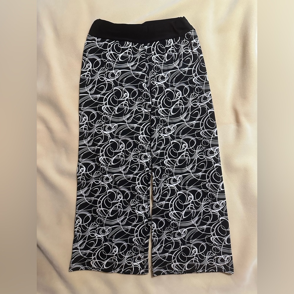#491 Ashley Blue Black and White Patterned Palazzo Pants